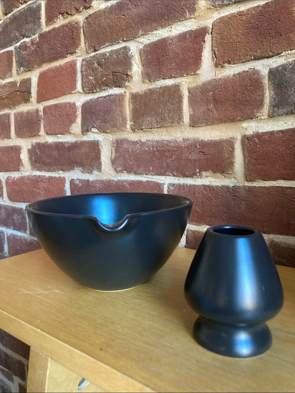 Rishi Matcha Bowl and Whisk Stand - matte black ceramic
